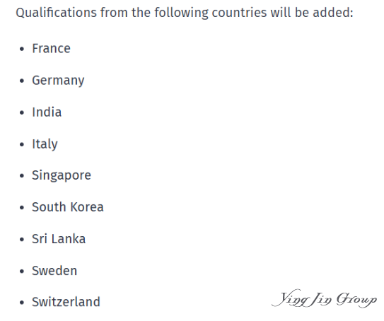 6月18日新西兰移民局更新免评估学历清单